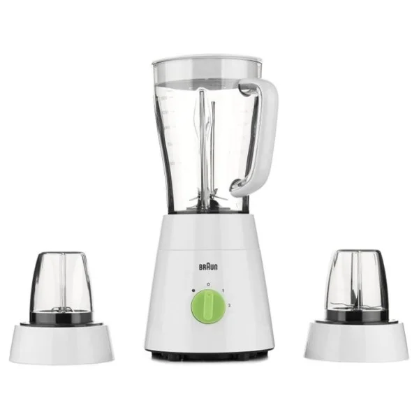 Braun 3-in-1 Glass Blender With 4 Blades System, 500W, White - JB0153WH